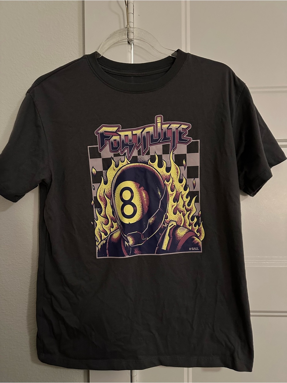 Fortnite 8-Ball Graphic Tee - Black with Yellow Flames